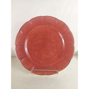 Pottery Barn Pattern PBA 431 Red 12" Charger Gold Rim Made in Mexico